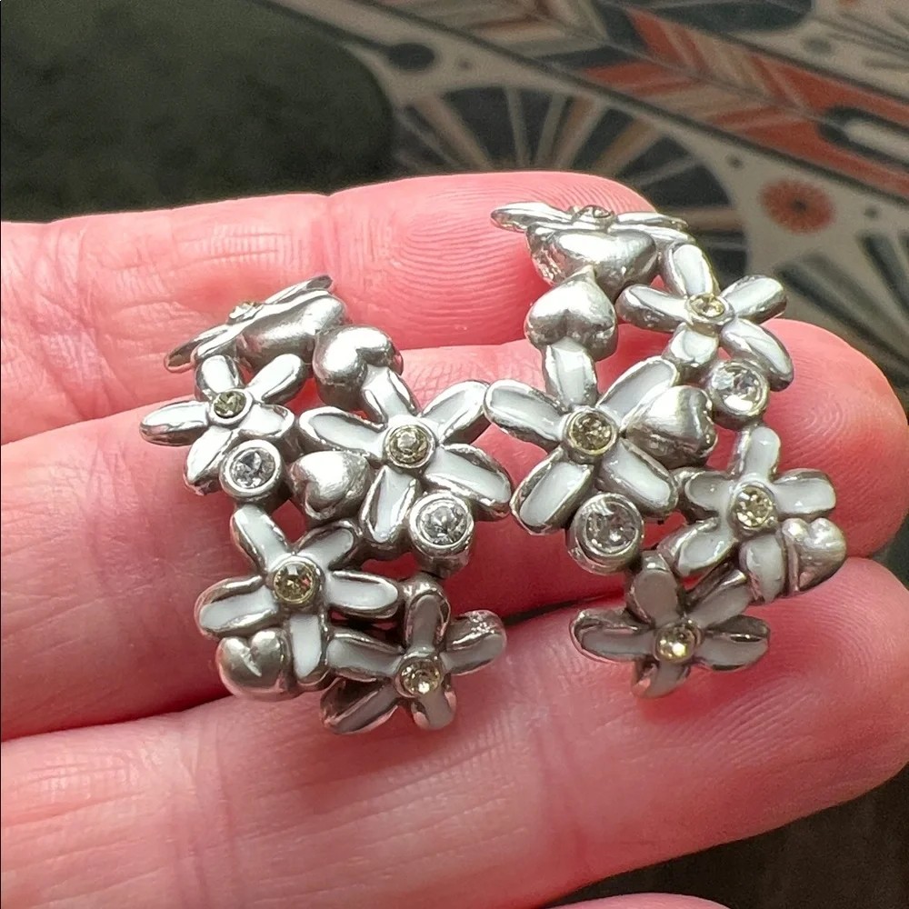 Brighton Wild Flowers Silver Plated Post Hoop Earrings - Picture 4 of 4